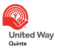 United way logo with a person standing in a red hand with an arc of red lines above him