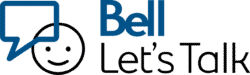 Bell lets talk logo with a blue text bubble and a simple smiley face
