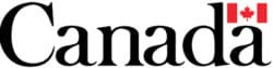 Canada wordmark logo with a canadian flag