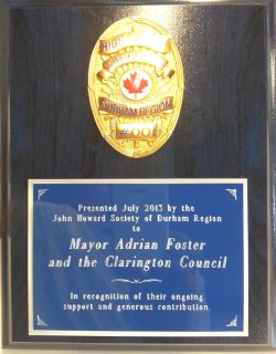 High sheriff award plaque