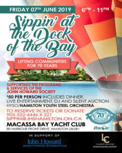 Sippin' at the dock of the bay web flyer with an island and a hot air balloon