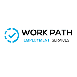 Work path logo with a blue checkmark