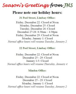 JHS holiday hours publication