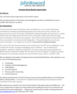 JHS Kawartha lakes and haliburton volunteer opportunities publication