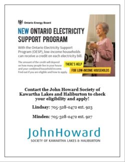 JHS Kawartha lakes and haliburton Ontario electricity support program poster
