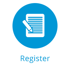 Register icon with a pencil on a paper