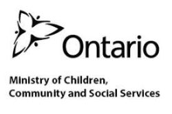 Ontario ministry of community safety and correctional services logo with a trillium