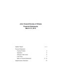 Cover of JHS ottawa 2012 financial statements