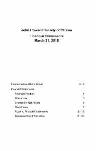 cover of JHS ottawa 2015 financial statements
