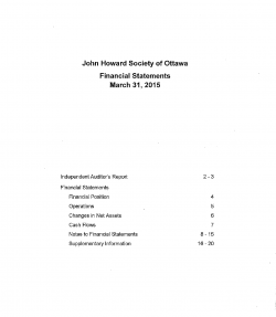 cover of JHS ottawa 2015 financial statements