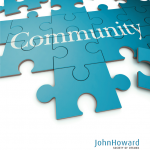Cover of JHS ottawa 2015 annual report with blue puzzle pieces illustrating the word community