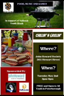 Chillin and grillin flyer with a grill and hotdogs and hamburgers