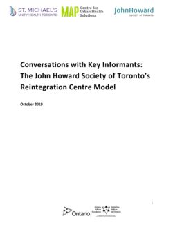 Conversations with Key Informants: The John Howard Society of Toronto’s Reintegration Centre Model