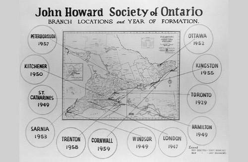 John Howard Society Brand Locations and Year of Formation prior to 1959