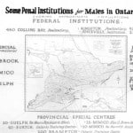 Poster for Penal institutions for males in ontario with a map