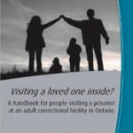 Cover of visiting a loved one inside publication with a man and a woman holding hands over two children