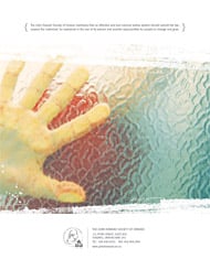 Cover of JHSO Annual Report 2006 with a hand pushed up on glass