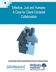 Cover of effective, just and humane report with a house made of blue puzzle pieces