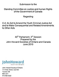 Cover of jhso submission on amendments to the youth criminal justice act