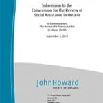 Cover of JHSO to the commission for the review of social assistance in ontario report