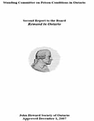 Cover of remand in ontario report with the side profile of a mans head