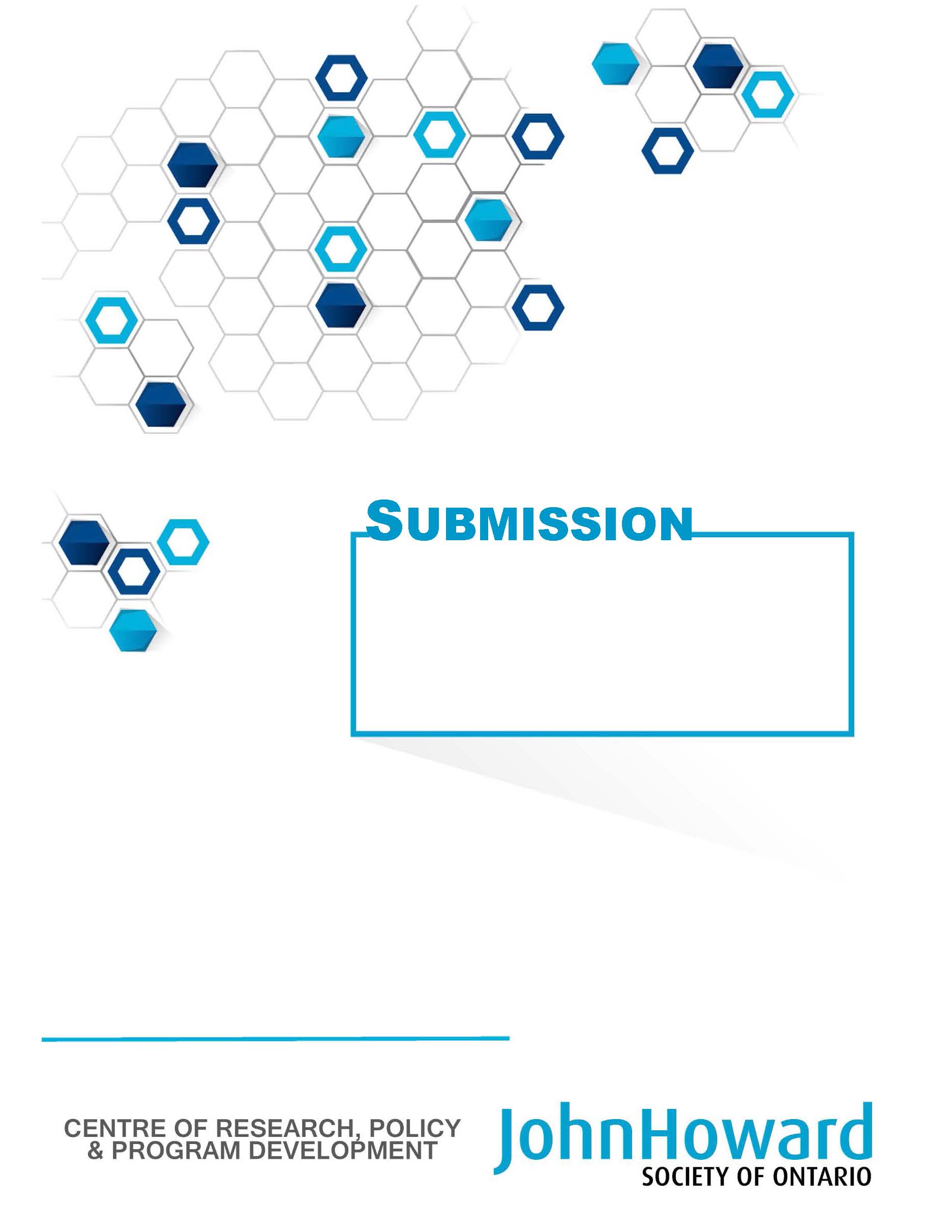 report cover of submissions publication with abstract blue hexagons