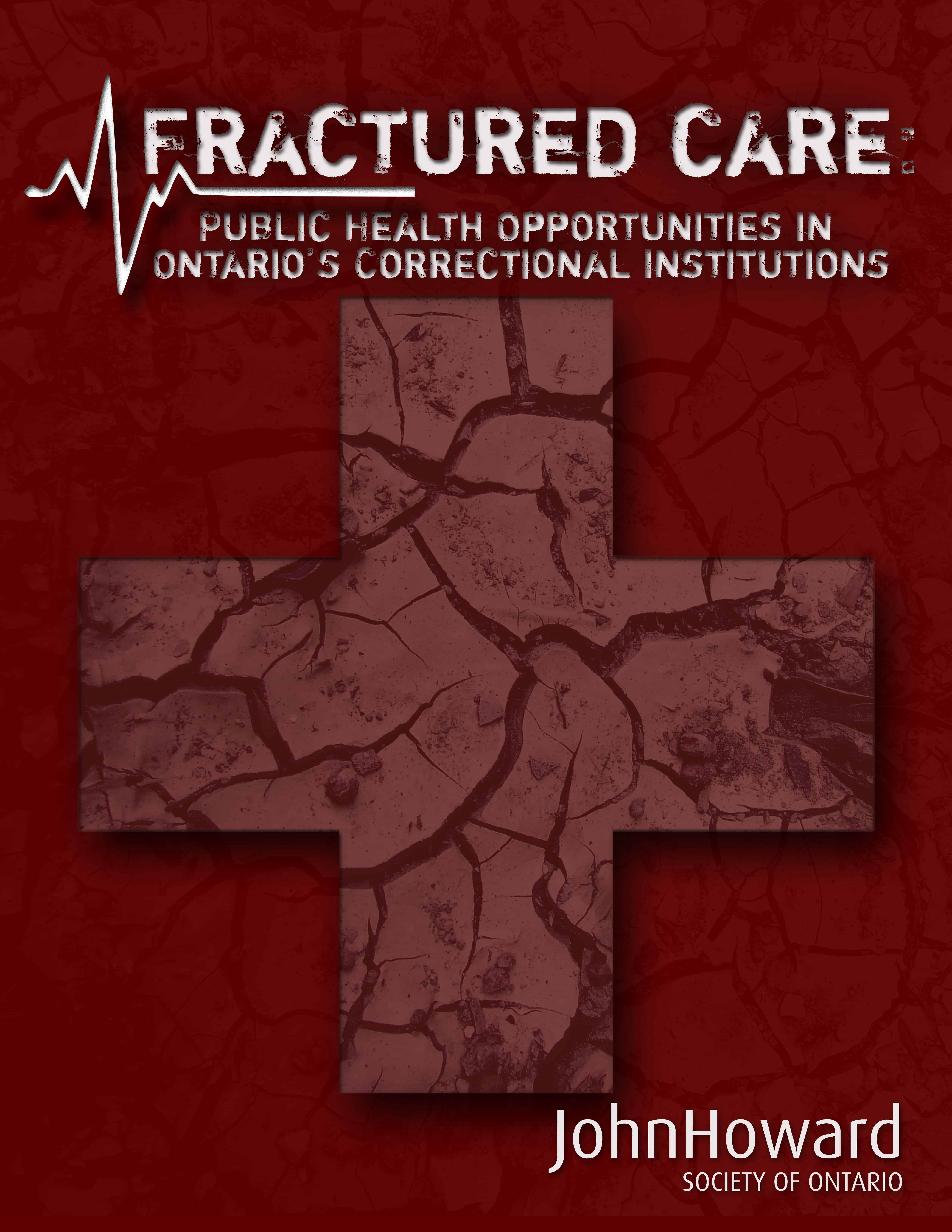 Cover of fractured care report with a faint red cracked cross