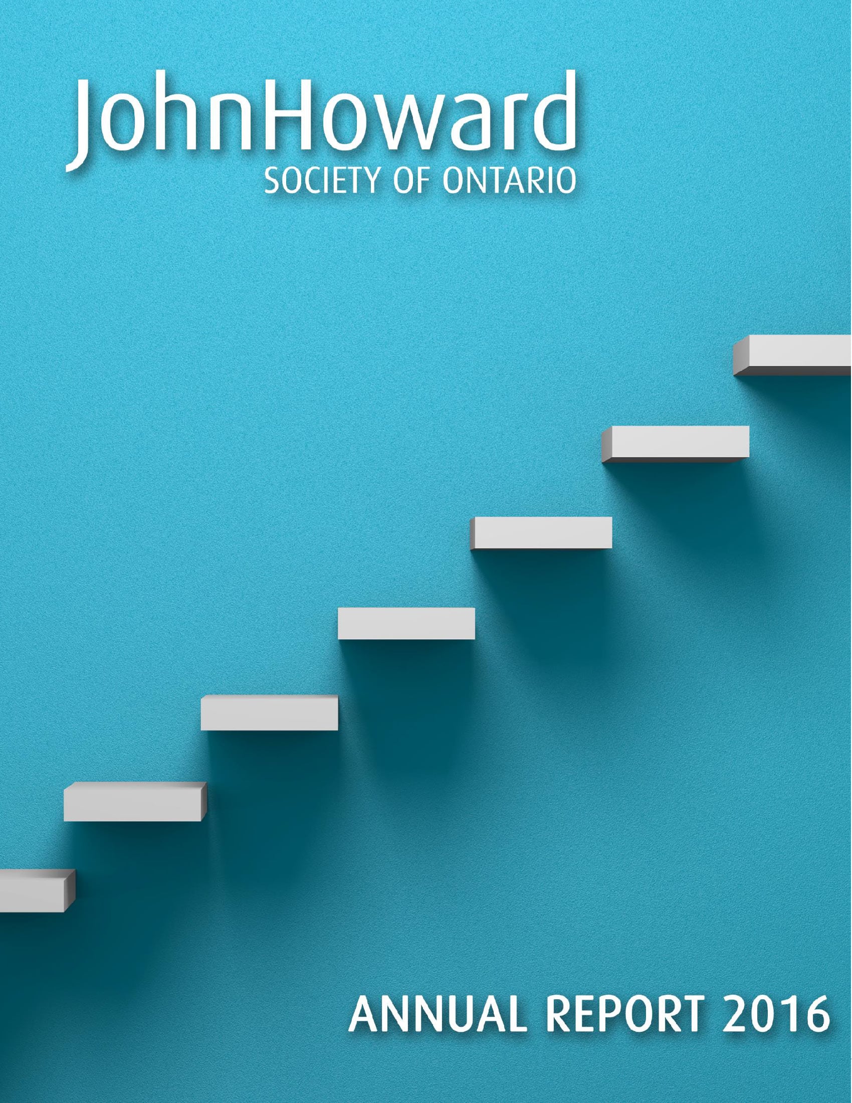 Cover of JHSO annual report 2016 with white steps going up