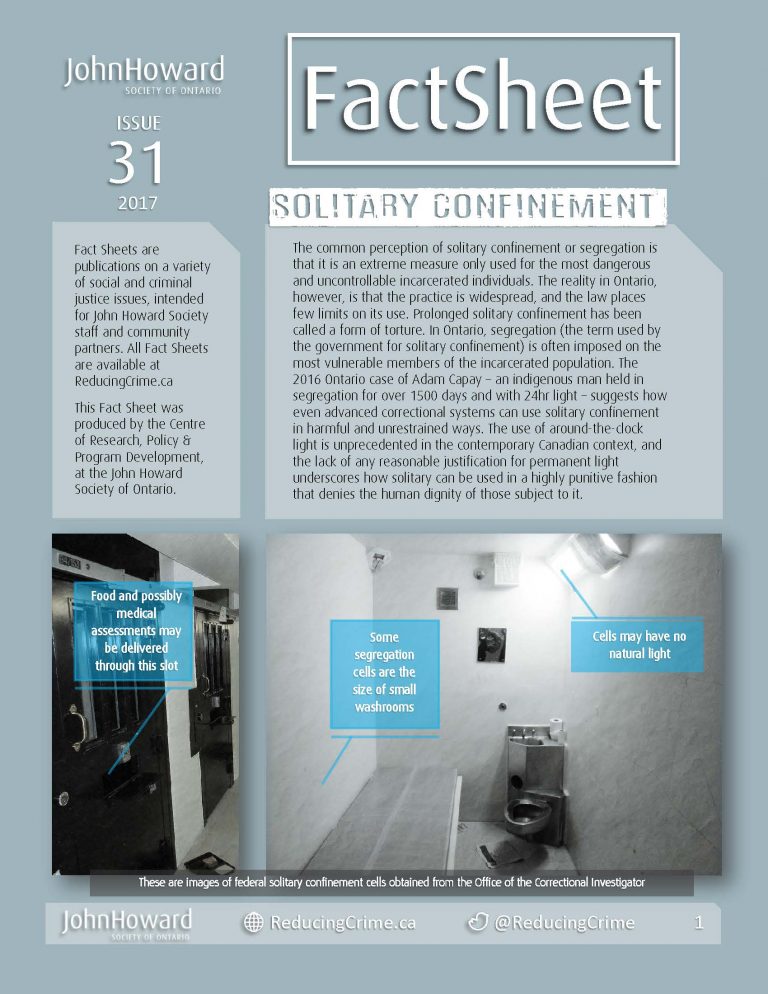 Solitary Confinement John Howard Society of Ontario