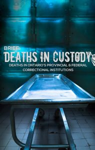 Cover of Deaths in custody report with a coroners table