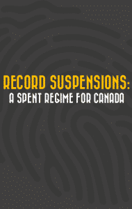 Cover of record suspensions report with a large faint grey fingerprint in the background