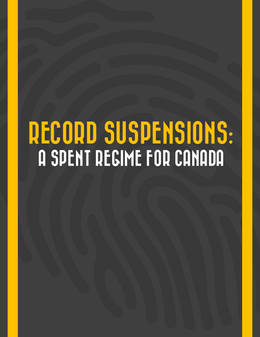 Cover of record suspensions report with a large faint grey fingerprint in the background