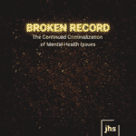 Cover of Broken Record report with abstract red and orange dots
