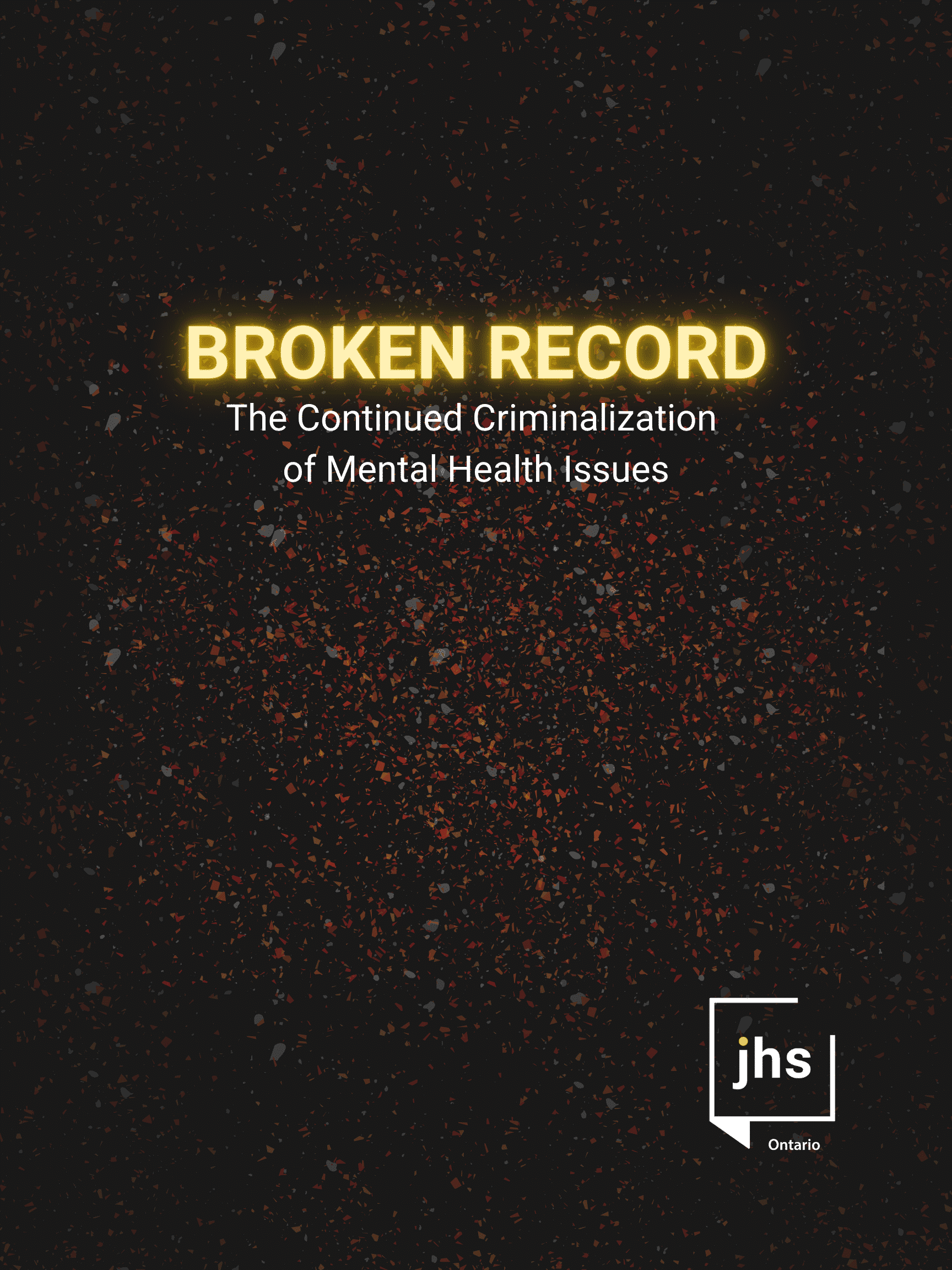 Cover of Broken Record report with abstract red and orange dots