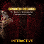 Cover of Broken Record report with abstract red and gold dots