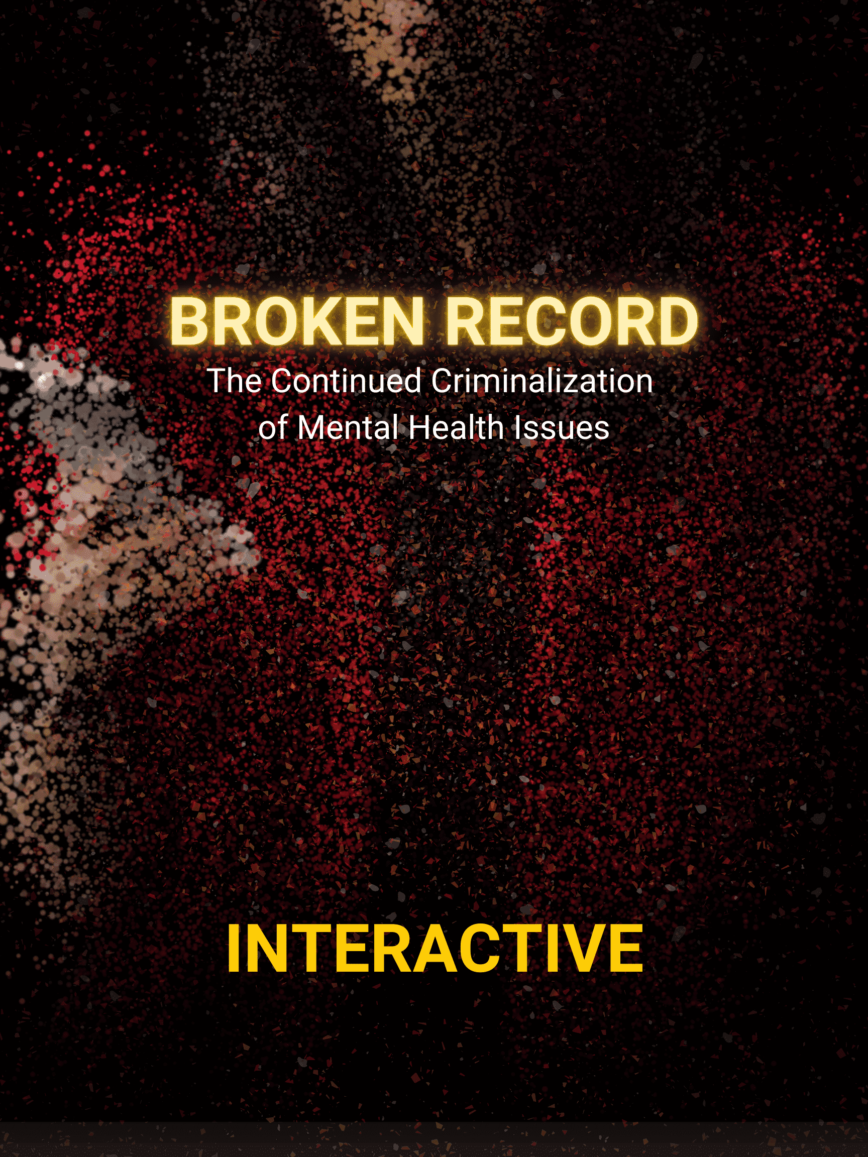 Cover of Broken Record report with abstract red and gold dots